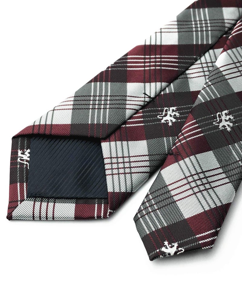 Ctskyte Slim Silk Necktie for Men Woven Jacquard Patterned Business Wedding Skinny Ties (Red Grey Check, One Size) - Image 3